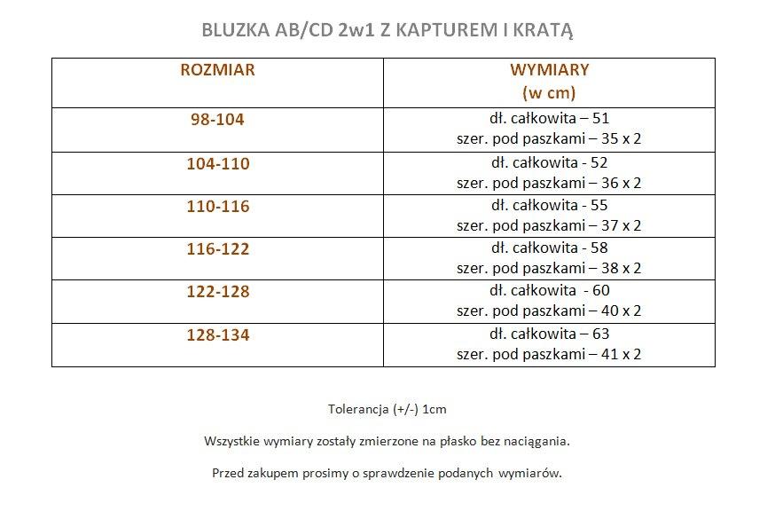 Bluzka i koszula 2w1 AB/CD z kapturem i kratą Bluzka i koszula 2w1 AB/CD z kapturem i kratą