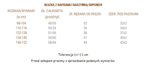 Bluzka z napisami i naszywką SUPERKER biała Bluzka z napisami i naszywką SUPERKER biała