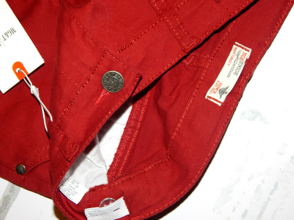 Long cotton CASUAL jeans with adjustable-Burgundy Long cotton CASUAL jeans with adjustable-Burgundy