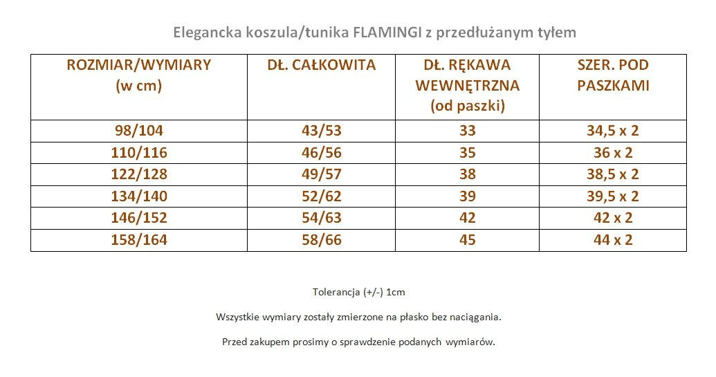 Elegancka koszula/tunika FLAMINGI z przedłużanym tyłem Elegancka koszula/tunika FLAMINGI z przedłużanym tyłem