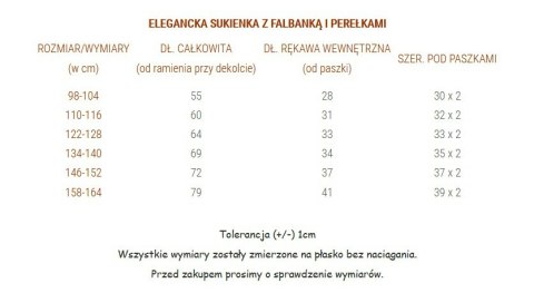 Elegancka sukienka z falbanką i perełkami Elegancka sukienka z falbanką i perełkami
