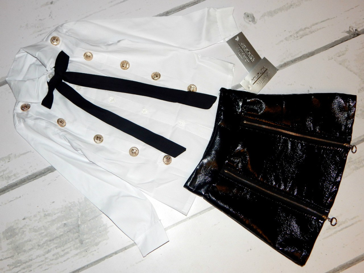 ITALIA - Elegancka biała koszula z kokardą ITALIA - Elegancka biała koszula z kokardą