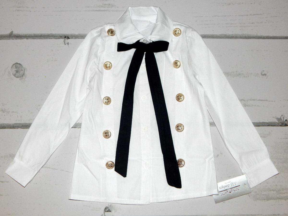 ITALIA - Elegancka biała koszula z kokardą ITALIA - Elegancka biała koszula z kokardą