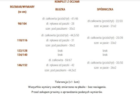 Komplet z OCZAMI i spódniczką ze ściągaczem Komplet z OCZAMI i spódniczką ze ściągaczem