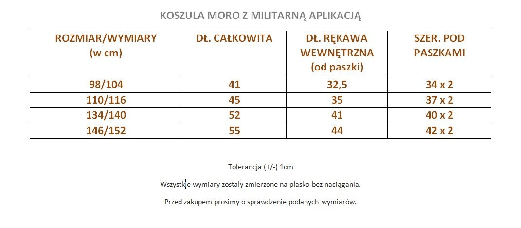 Koszula MORO - militarna aplikacja, ćwieki Koszula MORO - militarna aplikacja, ćwieki