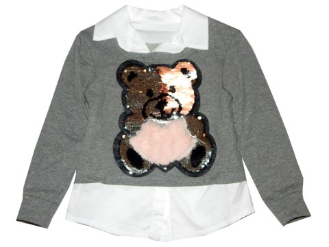 Koszulo-Bluza 2w1 z Magiczną Aplikacją (dwustronne cekiny) MIŚ Koszulo-Bluza 2w1 z Magiczną Aplikacją (dwustronne cekiny) MIŚ