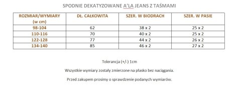 Spodnie dresowe dekatyzowane a'la jeans z taśmami Spodnie dresowe dekatyzowane a'la jeans z taśmami