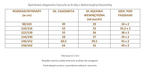 Sportowo elegancka koszula w kratę z dekoracyjną kieszonką, taśmą i roll-upem na rękawach Sportowo elegancka koszula w kratę z dekoracyjną kieszonką, taśmą i roll-upem na rękawach