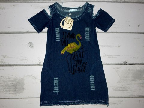 Sukienka jeansowa FLAMING z wycięciami na ramionach (ciemny jeans) Sukienka jeansowa FLAMING z wycięciami na ramionach (ciemny jeans)
