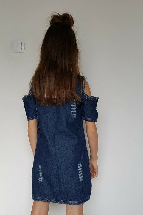 Sukienka jeansowa FLAMING z wycięciami na ramionach (ciemny jeans) Sukienka jeansowa FLAMING z wycięciami na ramionach (ciemny jeans)