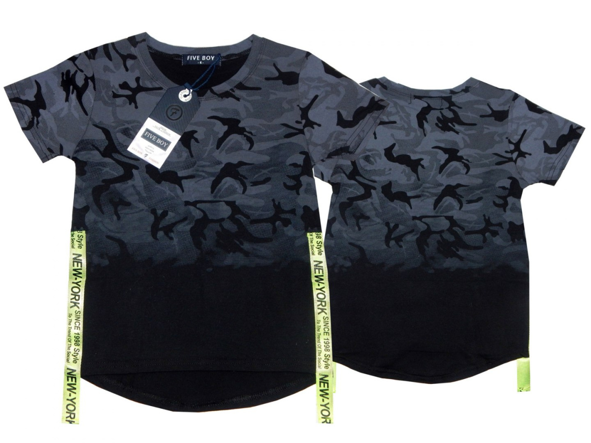 Tshirt OMBRE - cieniowane moro i neonowe taśmy (szaro-czarny) Tshirt OMBRE - cieniowane moro i neonowe taśmy (szaro-czarny)