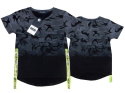 Tshirt OMBRE - cieniowane moro i neonowe taśmy (szaro-czarny)
