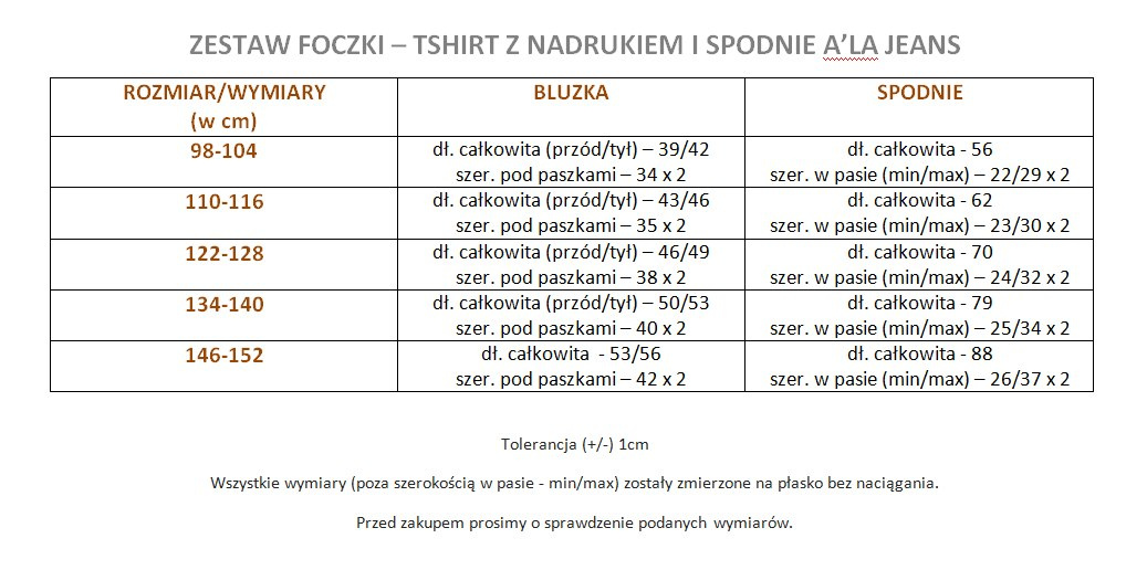 Zestaw FOCZKI - tshirt z nadrukiem i spodnie a'la jeans Zestaw FOCZKI - tshirt z nadrukiem i spodnie a'la jeans