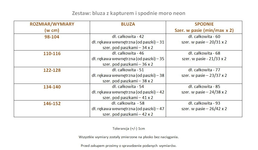 Komplet: bluza z kapturem i spodnie moro neon ze skórkową naszywką Komplet: bluza z kapturem i spodnie moro neon ze skórkową naszywką