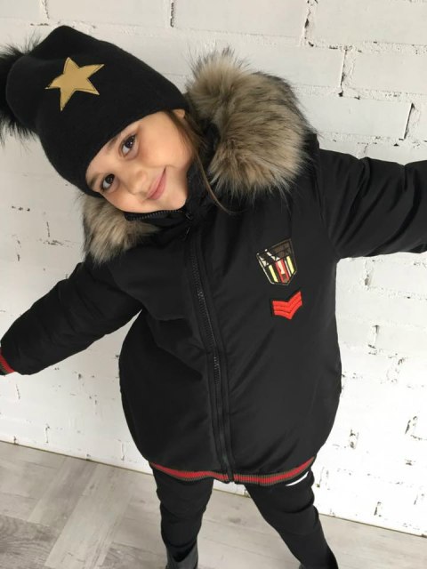 Zimowa, dłuższa PARKA kurtka GAJA z futerkiem i naszywką Zimowa, dłuższa PARKA kurtka GAJA z futerkiem i naszywką