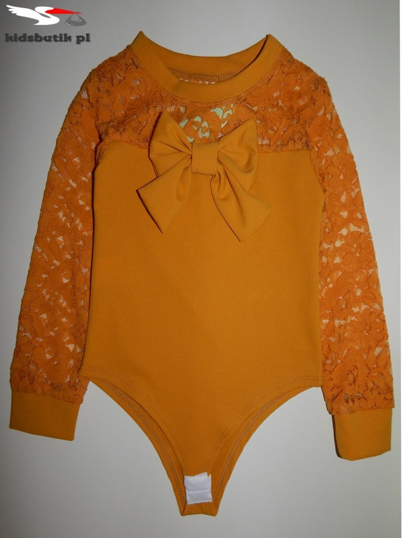 Body with long sleeves, lace and bow - honey Body with long sleeves, lace and bow - honey