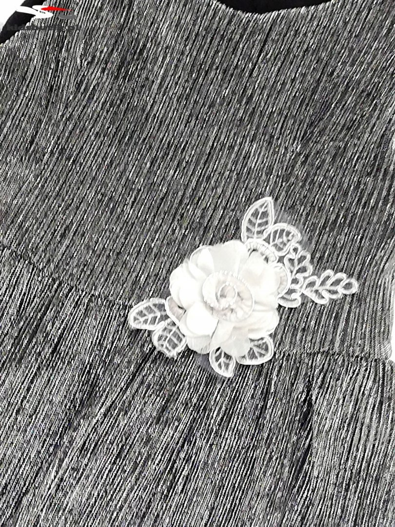 Elegant silver dress with detachable brooch Elegant silver dress with detachable brooch
