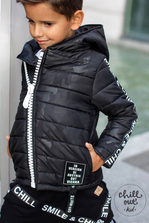 Quilted black jacket Camo tape Quilted black jacket Camo tape