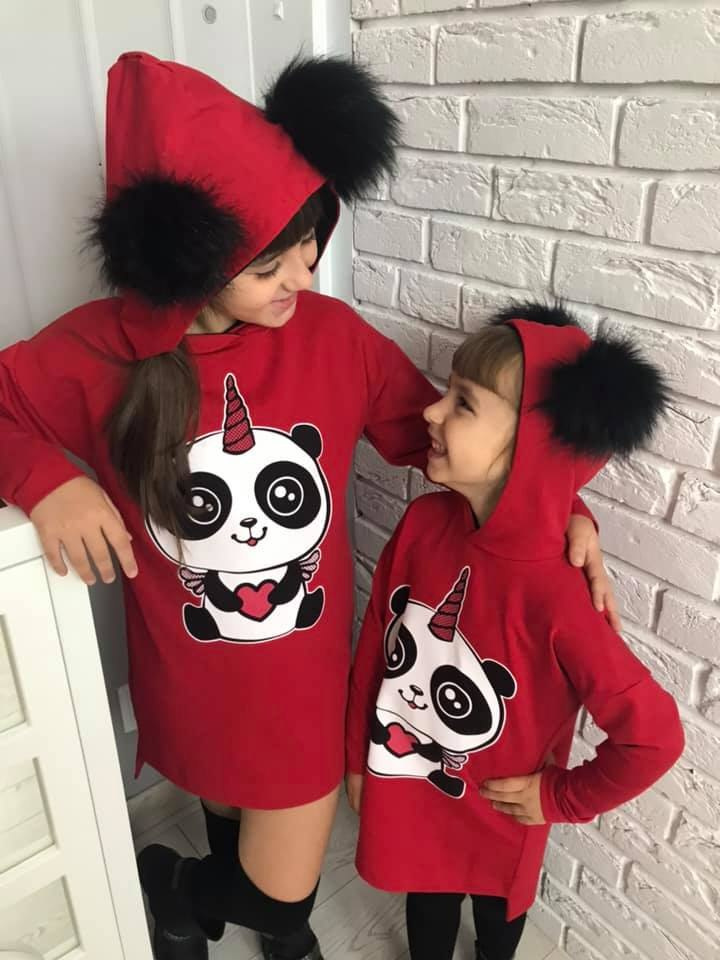 Tunic PANDA with furry Pom Pom Tunic PANDA with furry Pom Pom
