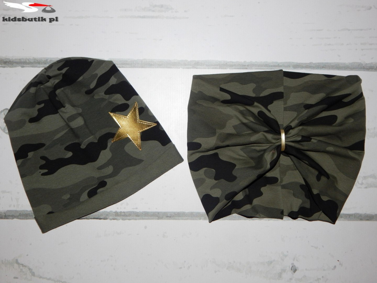 Set of CAMO hat and neck warmer with stars Set of CAMO hat and neck warmer with stars