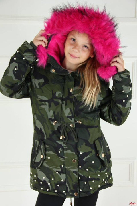 Winter CAMO PARKA JACKET with beads, fur and thick Winter CAMO PARKA JACKET with beads, fur and thick