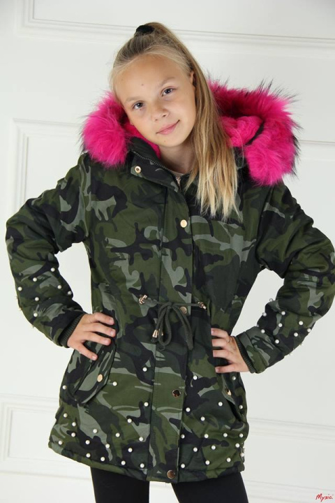 Winter CAMO PARKA JACKET with beads, fur and thick Winter CAMO PARKA JACKET with beads, fur and thick