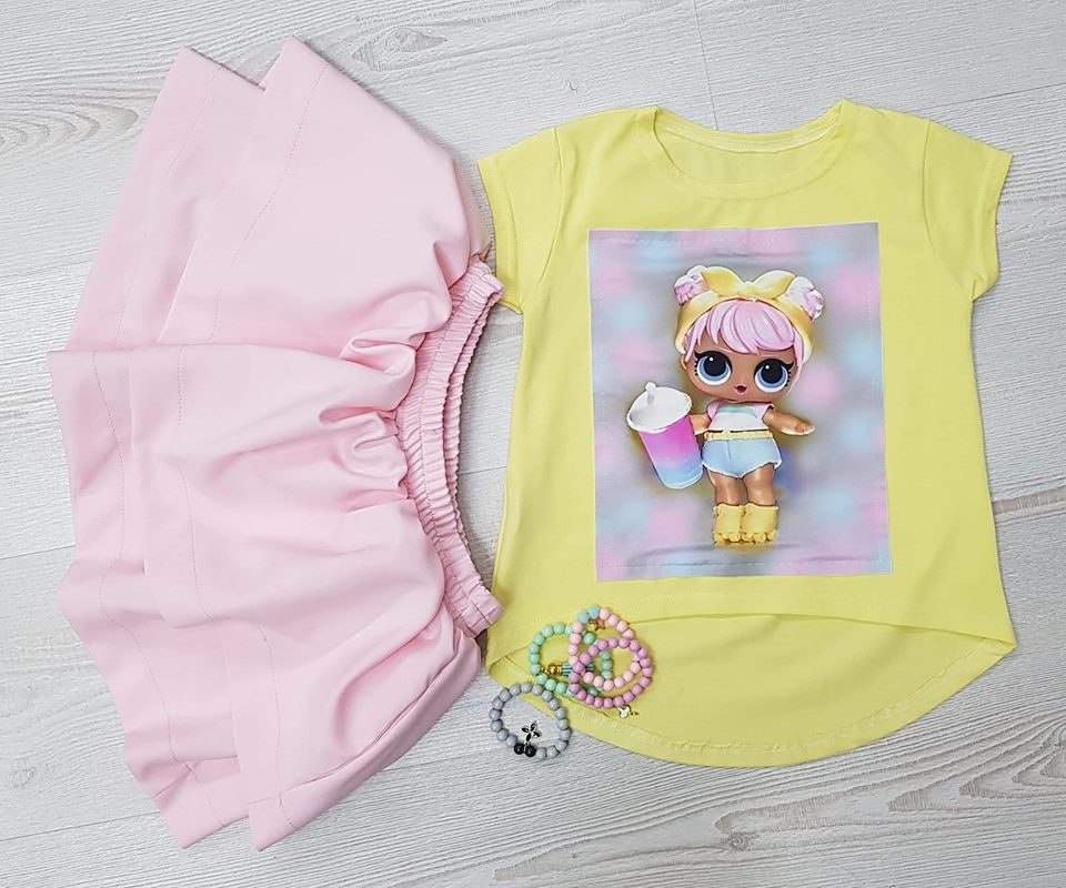 Blouse LOL on the screen with extended rear-lemon Blouse LOL on the screen with extended rear-lemon