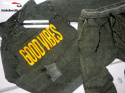 Dekatyzowany dres/komplet GOOD VIBES khaki jeans