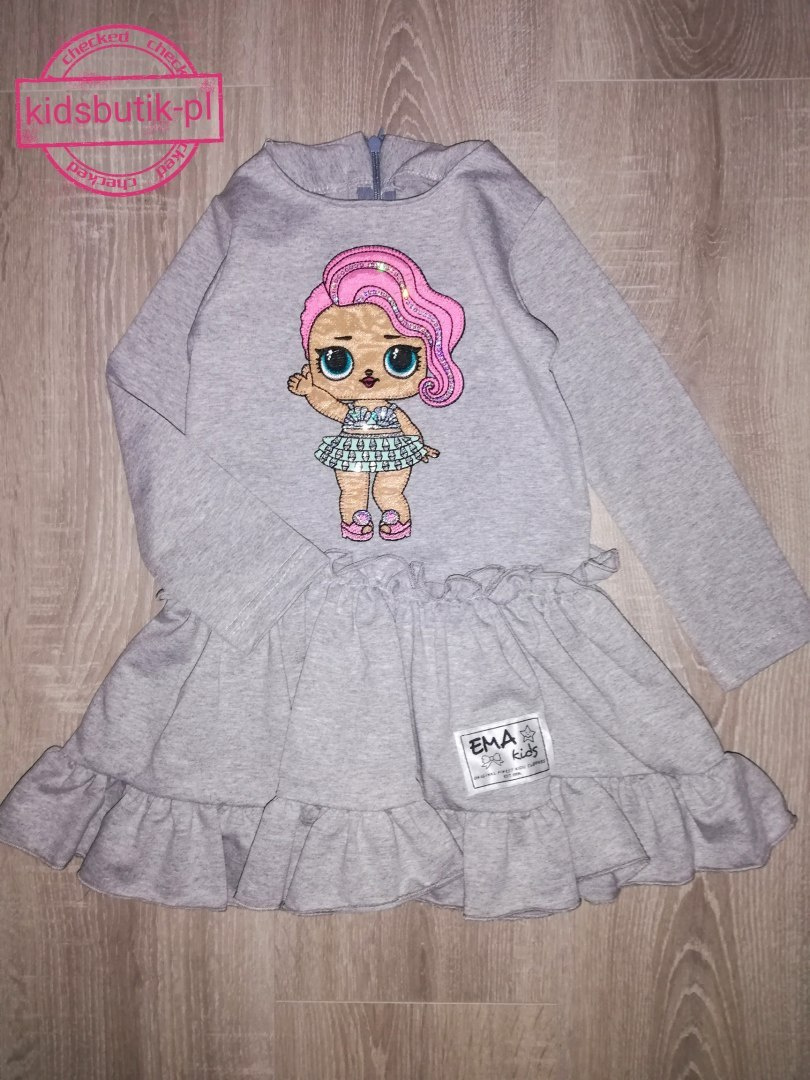 Flared dress with doll LOL and frill Flared dress with doll LOL and frill