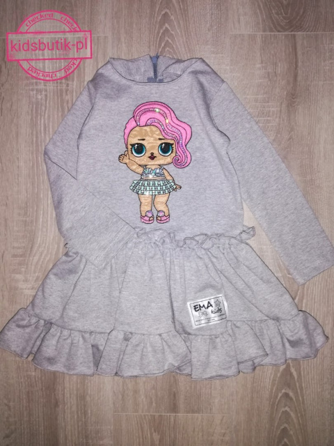 Flared dress with doll LOL and frill Flared dress with doll LOL and frill
