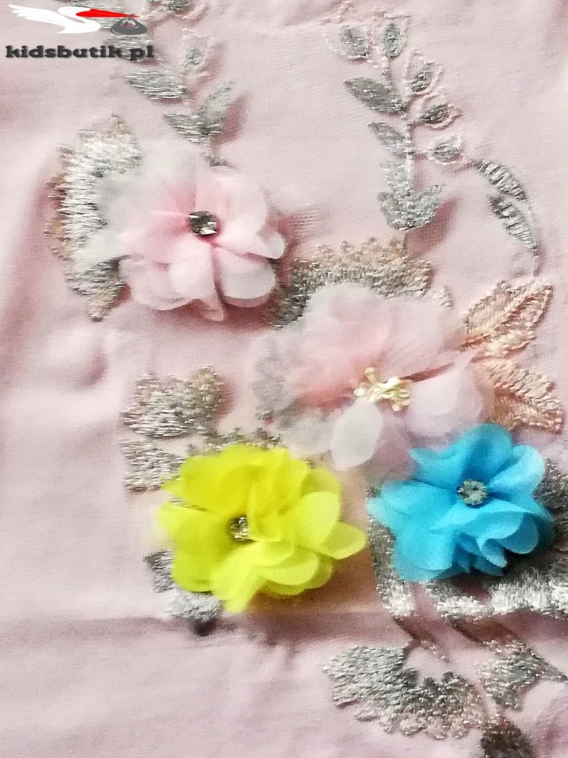 Blouse with embroidery and 3D flowers - pink Blouse with embroidery and 3D flowers - pink