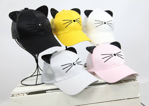 Cap with mesh-baseball bat White Cap with mesh-baseball bat White