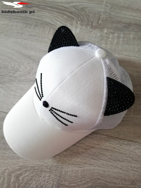 Cap with mesh-baseball bat White Cap with mesh-baseball bat White