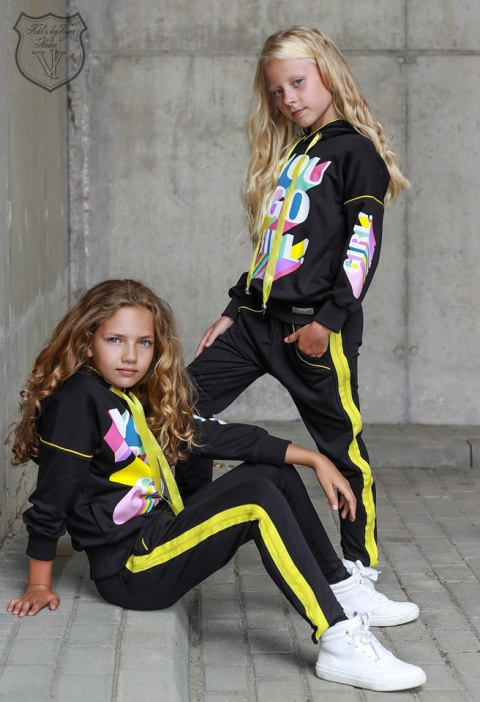 Black tracksuit YOU GO GIRL with yellow toppings Black tracksuit YOU GO GIRL with yellow toppings