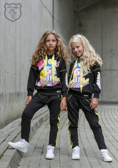 Black tracksuit YOU GO GIRL with yellow toppings Black tracksuit YOU GO GIRL with yellow toppings