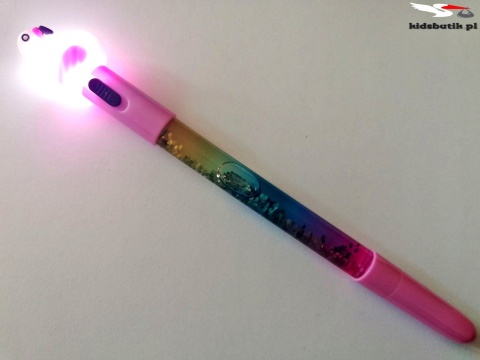 Pen glowing FLAMING with LED lamp and glitter-light pink Pen glowing FLAMING with LED lamp and glitter-light pink
