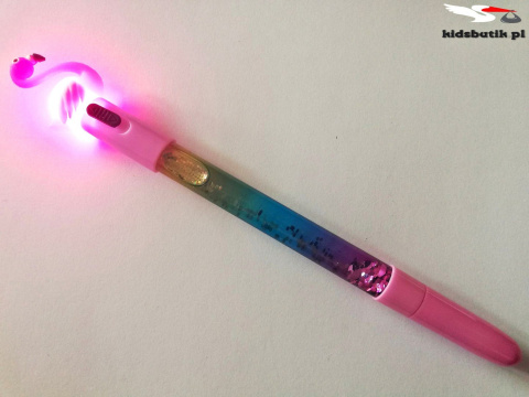 Pen glowing FLAMING with LED light and glitter-dark pink Pen glowing FLAMING with LED light and glitter-dark pink