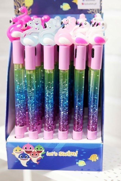 Pen glowing FLAMING with LED lamp and glitter-light pink Pen glowing FLAMING with LED lamp and glitter-light pink
