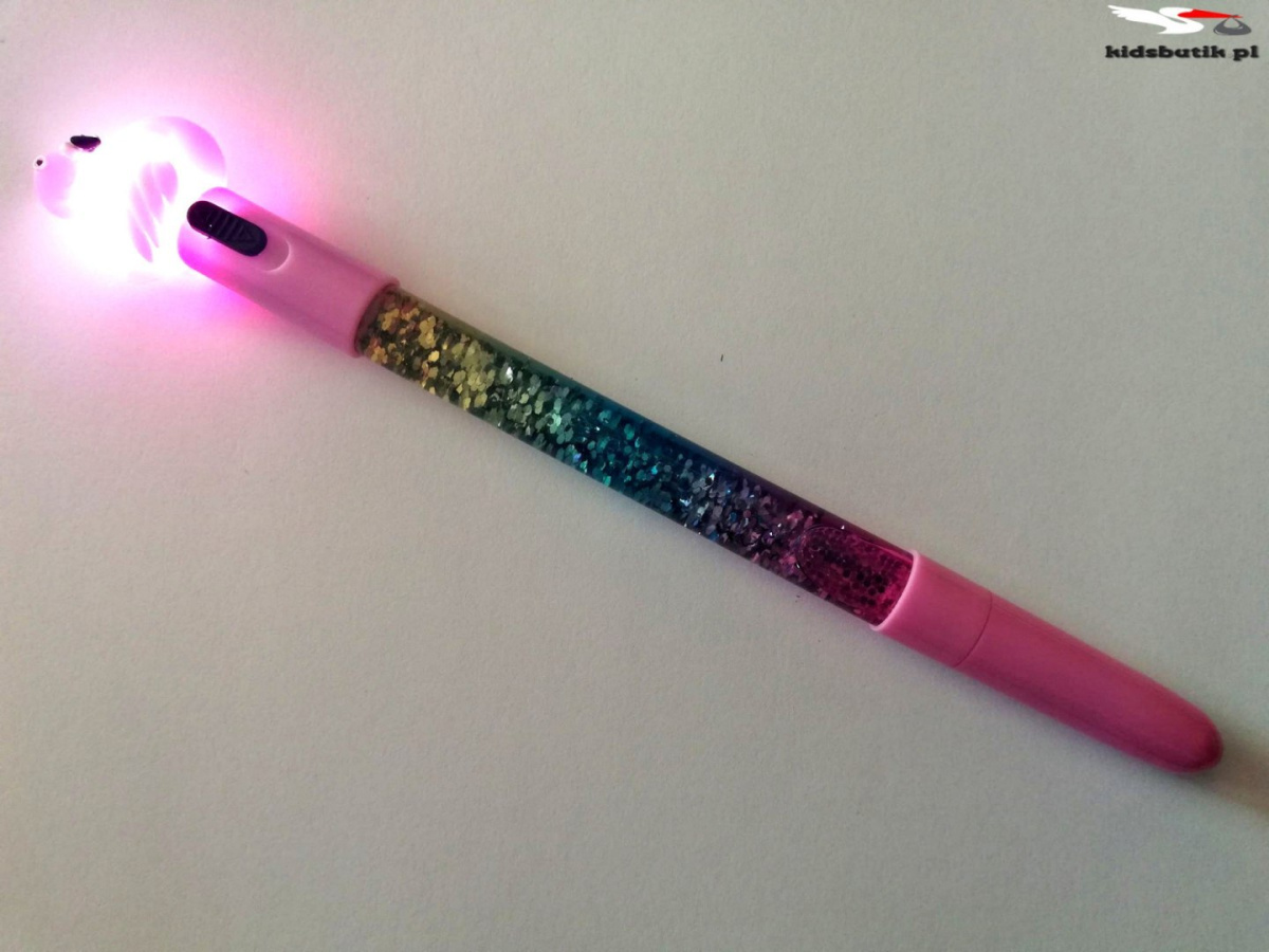 Pen glowing FLAMING with LED lamp and glitter-light pink Pen glowing FLAMING with LED lamp and glitter-light pink
