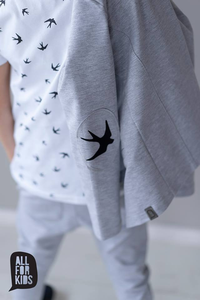 Elegantly sporty white polo shirt SWALLOWS with print Elegantly sporty white polo shirt SWALLOWS with print