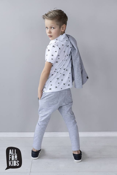 Elegantly sporty white polo shirt SWALLOWS with print Elegantly sporty white polo shirt SWALLOWS with print