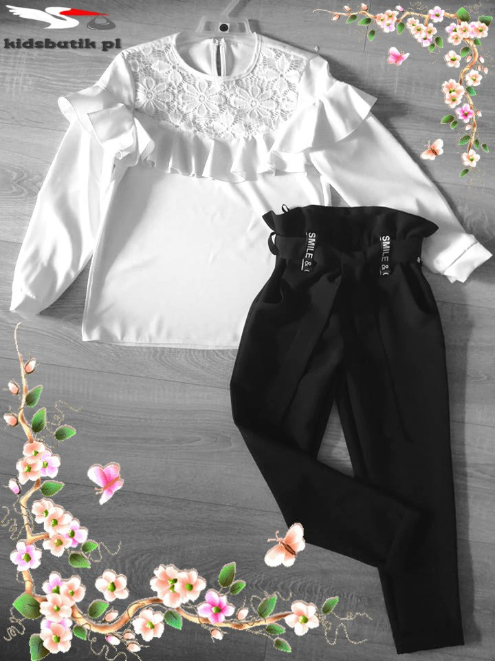 Elegant paperbag pants with a wrinkled waist and decorative ties Elegant paperbag pants with a wrinkled waist and decorative ties