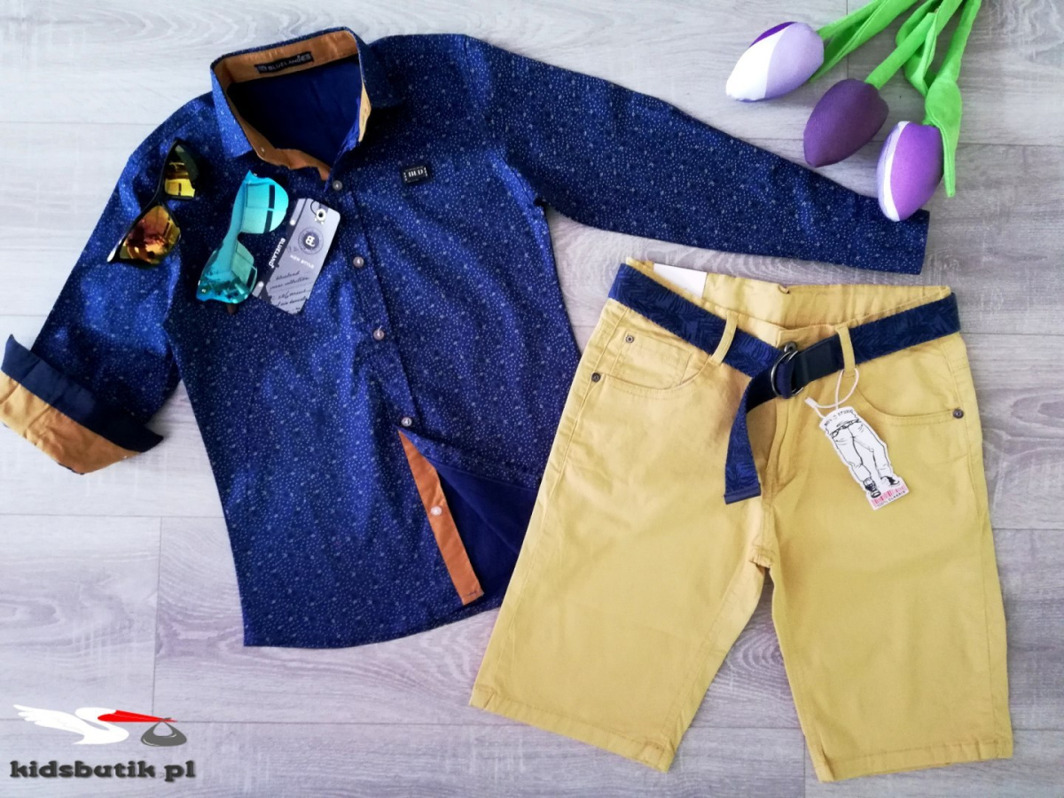 Elegantly sporty honey shorts with belt Elegantly sporty honey shorts with belt