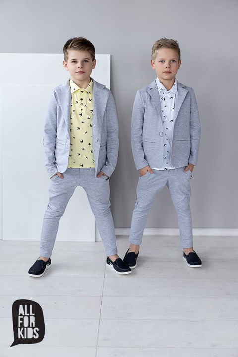 Elegantly sporty gray suit SWALLOWS with patches Elegantly sporty gray suit SWALLOWS with patches