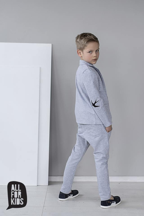 Elegantly sporty gray suit SWALLOWS with patches Elegantly sporty gray suit SWALLOWS with patches