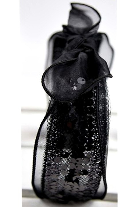 Headband with bow and sequins-black Headband with bow and sequins-black