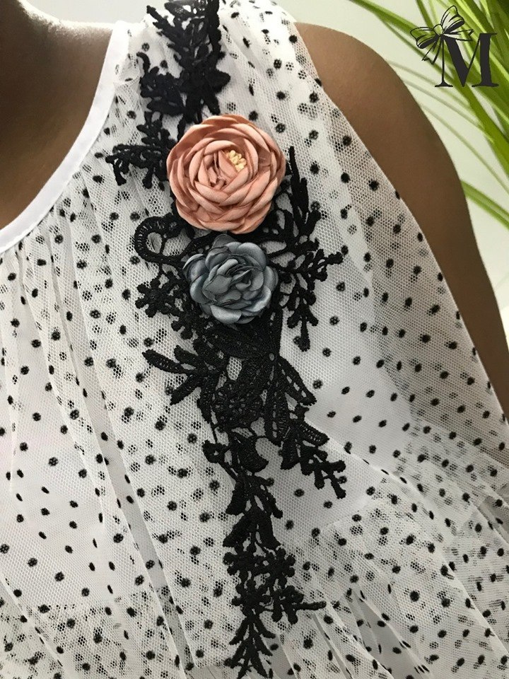 FALBANS dress with EMBROIDERY and 3D FLOWERS FALBANS dress with EMBROIDERY and 3D FLOWERS