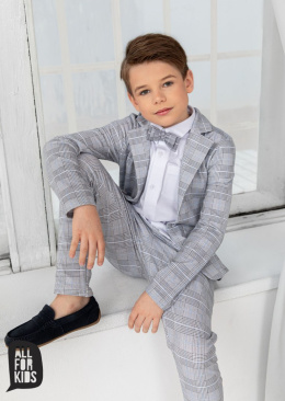 Elegantly sporty light grey checkered suit with fly included