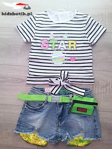STAR striped tshirt - magic sequins, white STAR striped tshirt - magic sequins, white