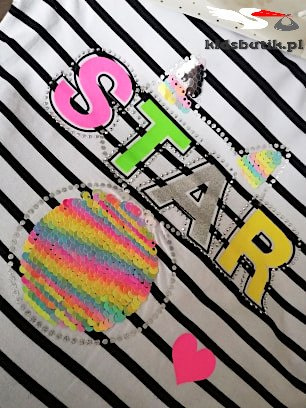 STAR striped tshirt - magic sequins, white STAR striped tshirt - magic sequins, white